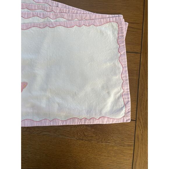 Vintage Pink Placemats Butterfly Applique Cotton Set of 4 Cottage Core - Picture 3 of 11